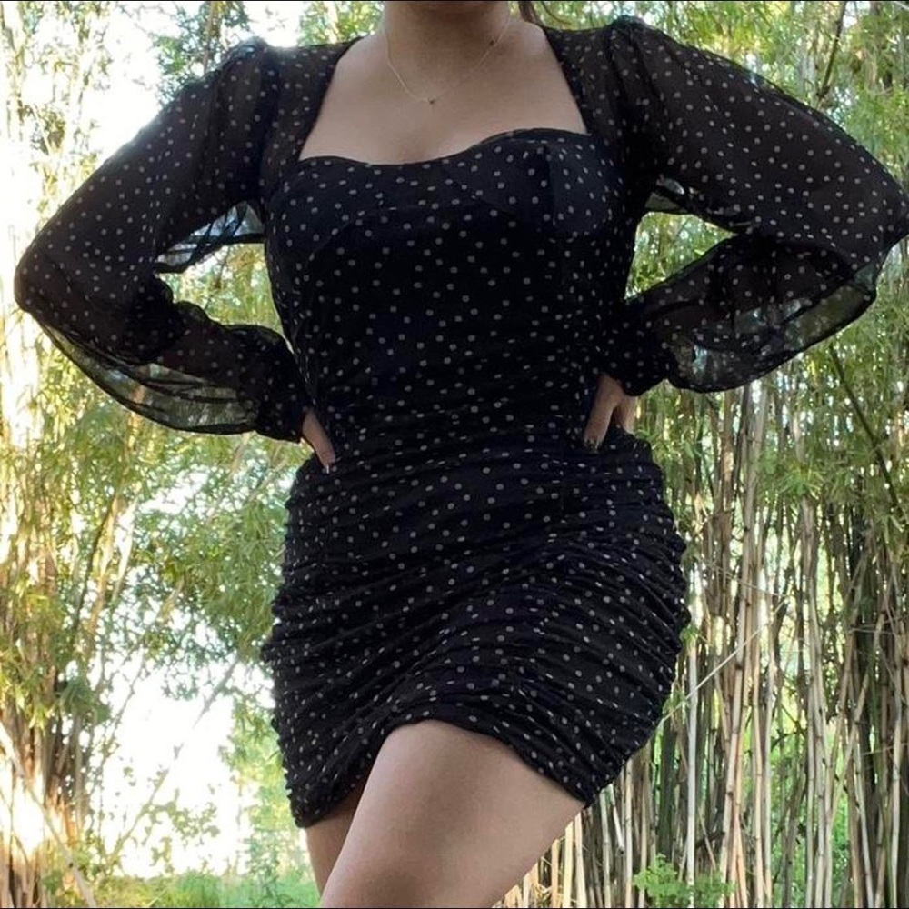 black polka dot dress mesh